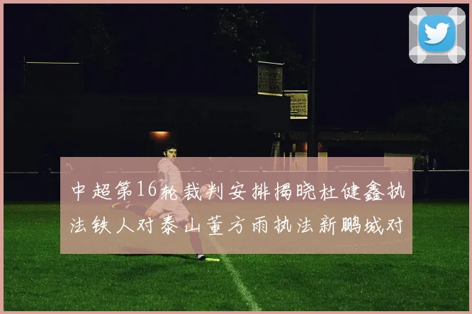 中超第16轮裁判安排揭晓杜健鑫执法铁人对泰山董方雨执法新鹏城对蓉城